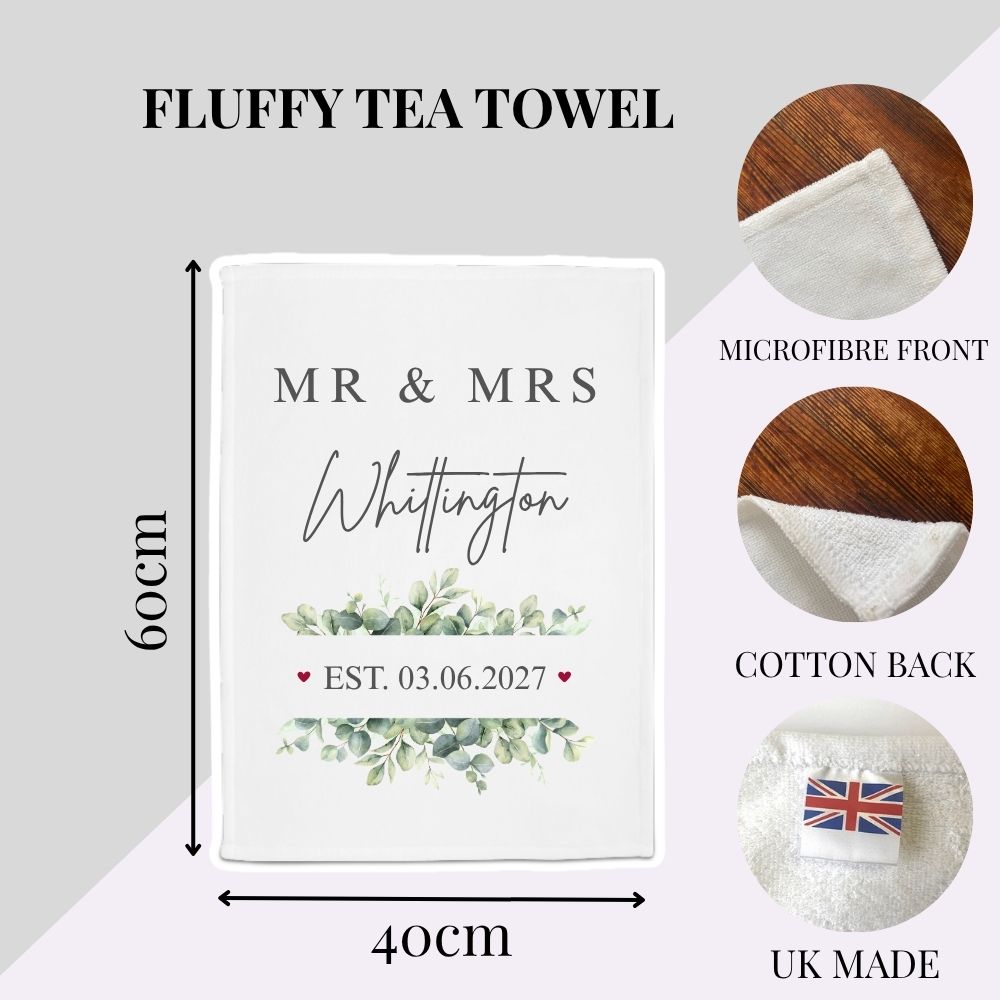 Personalised Mr Mrs Wedding Tea Towel Wedding Gift