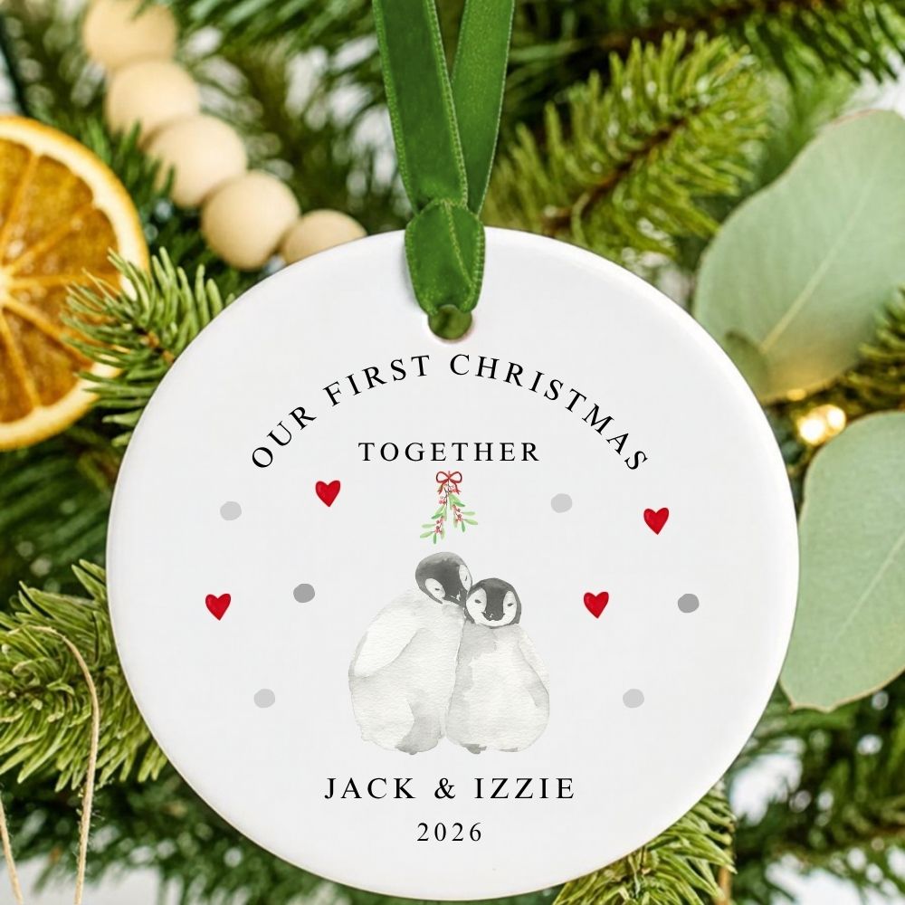Personalised Our First Christmas Together Ceramic Christmas Bauble Gift
