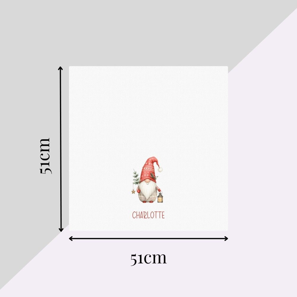 Personalised Christmas Cloth Table Napkin | Scandi Gonk Christmas Gnome Design