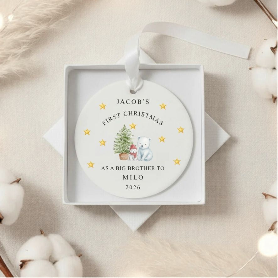 Personalised First Christmas As Big Brother/Sister Christmas Bauble