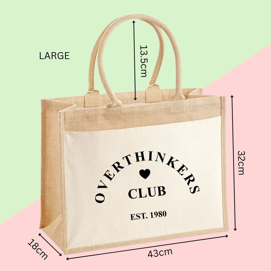 Overthinkers Club Est Personalised Year Jute Tote Bag