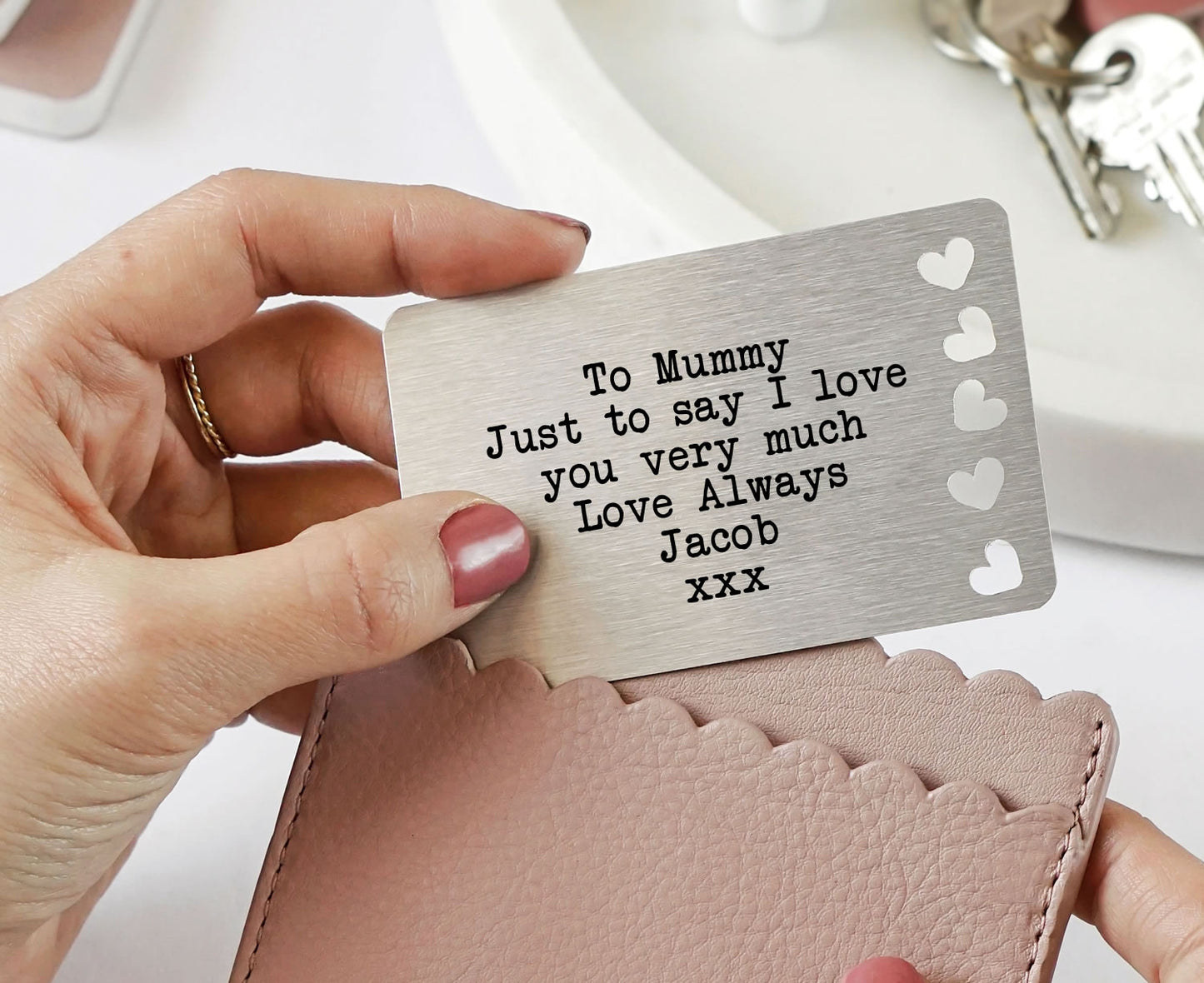 Personalised Wallet Card - Your Own Wording Message - Typewrite Stye Font