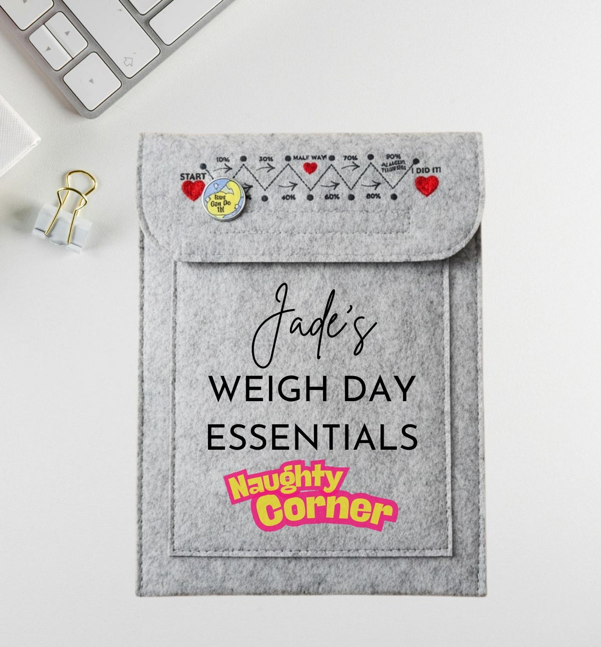 Personalised Weigh Day Essentials Naughty Corner Book Pouch