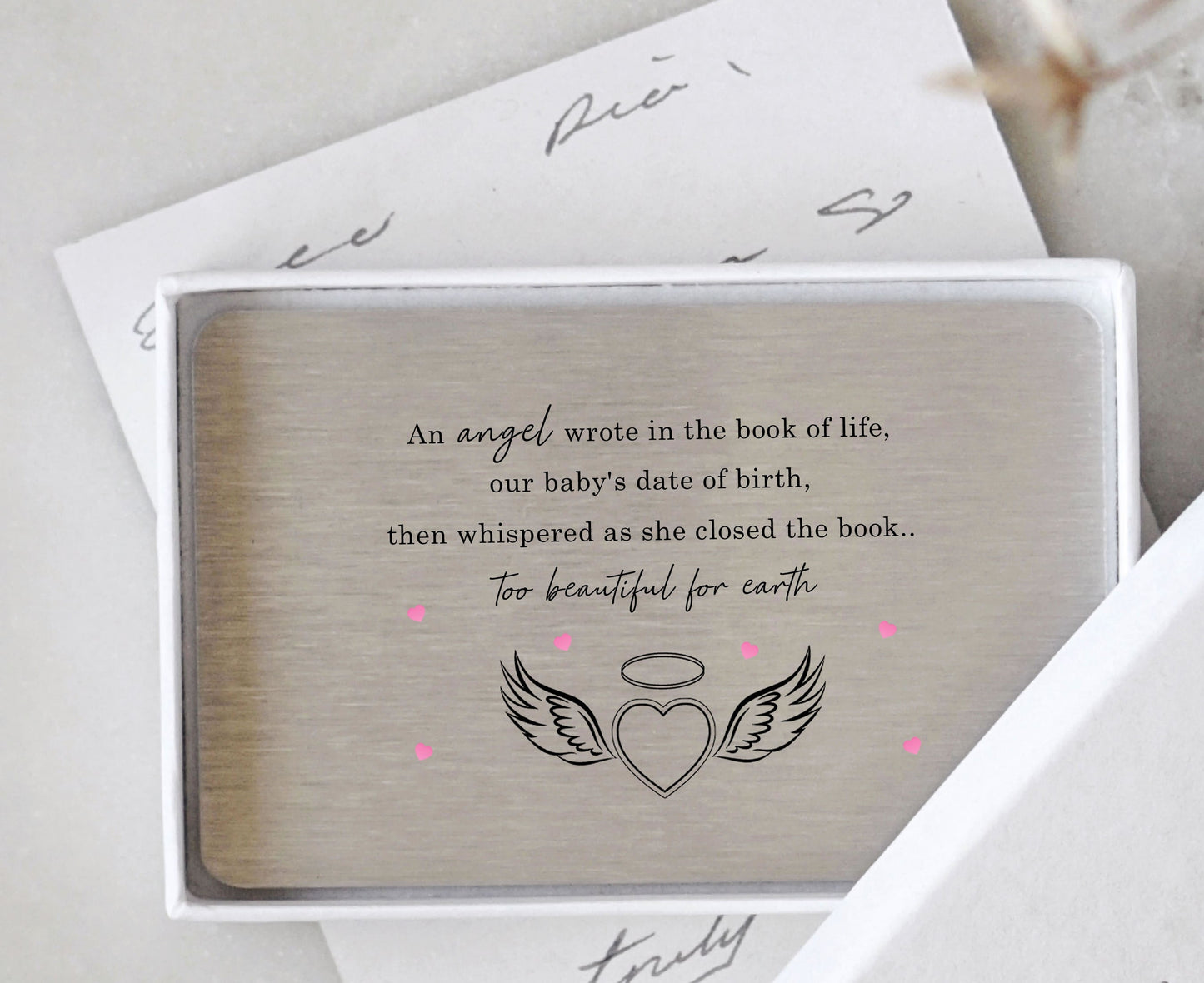 Baby Loss Memorial Metal Wallet Card: Angel Poem Keepsake