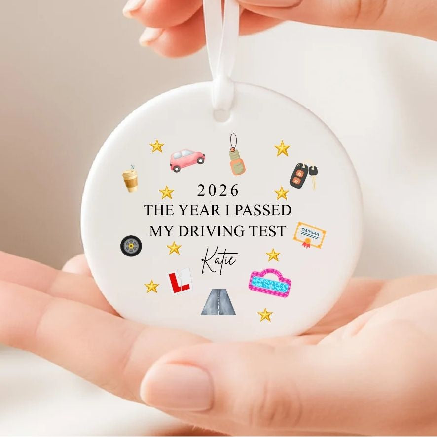 Personalised The Year I Passed My Driving Test Ceramic Christmas Bauble