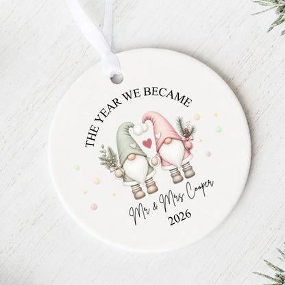 Personalised The Year We Became Mr & Mrs Gonk Christmas Bauble