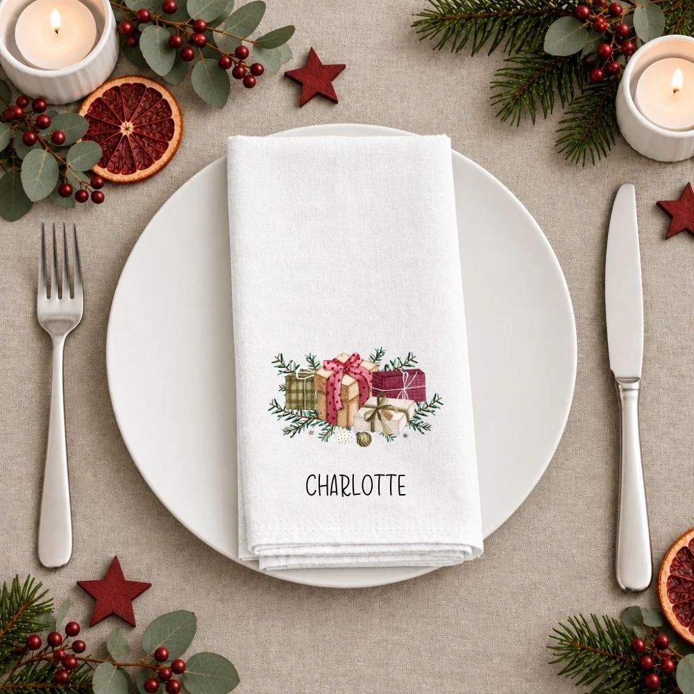 Personalised Christmas Presents Fabric Napkin | Christmas Cloth Napkin
