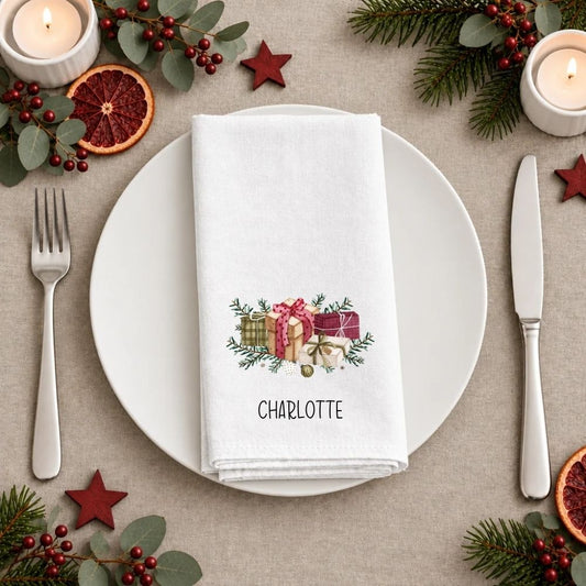 Personalised Christmas Presents Fabric Napkin | Christmas Cloth Napkin