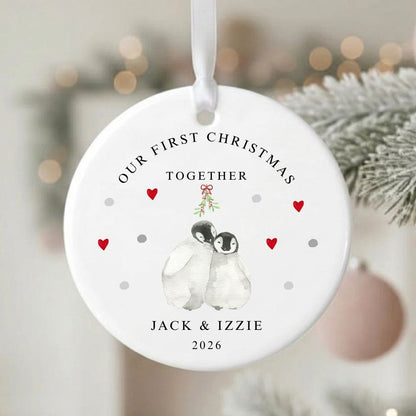 Personalised Our First Christmas Together Ceramic Christmas Bauble Gift