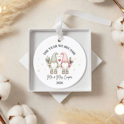 Personalised The Year We Became Mr & Mrs Gonk Christmas Bauble