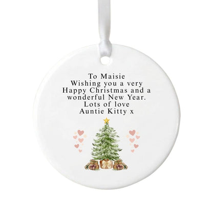 Personalised Custom Wording Watercolour Christmas Tree Bauble