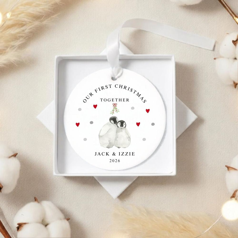 Personalised Our First Christmas Together Ceramic Christmas Bauble Gift