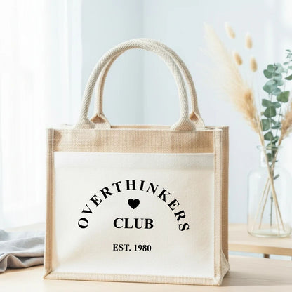 Overthinkers Club Est Personalised Year Jute Tote Bag