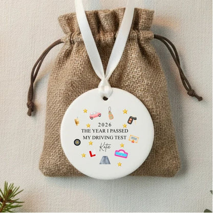 Personalised The Year I Passed My Driving Test Ceramic Christmas Bauble