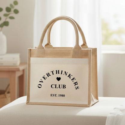 Overthinkers Club Est Personalised Year Jute Tote Bag