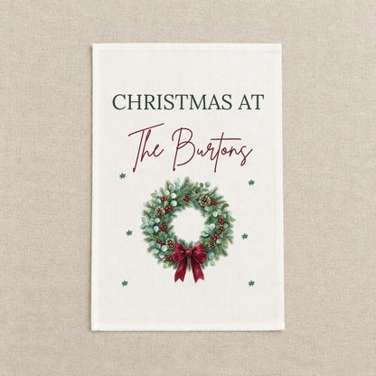 Personalised Christmas At The Custom Name Tea Towel Gift