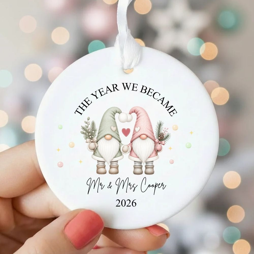Personalised The Year We Became Mr & Mrs Gonk Christmas Bauble