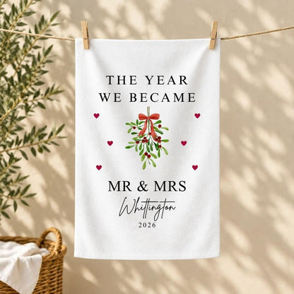 Personalised The Year We Became Mr & Mrs Tea Towel | Wedding Anniversary Gift
