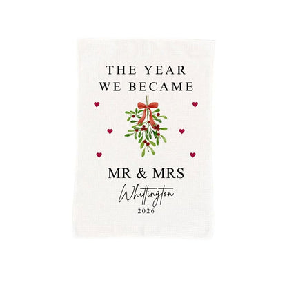 Personalised The Year We Became Mr & Mrs Tea Towel | Wedding Anniversary Gift