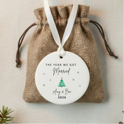 Personalised The Year We Got Married Ceramic Christmas Tree Ornament Gift