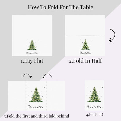 Personalised Christmas Table Setting Cloth Napkin | Watercolour Tree Fabric Napkin