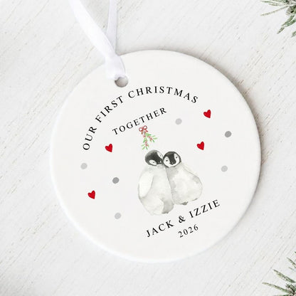 Personalised Our First Christmas Together Ceramic Christmas Bauble Gift