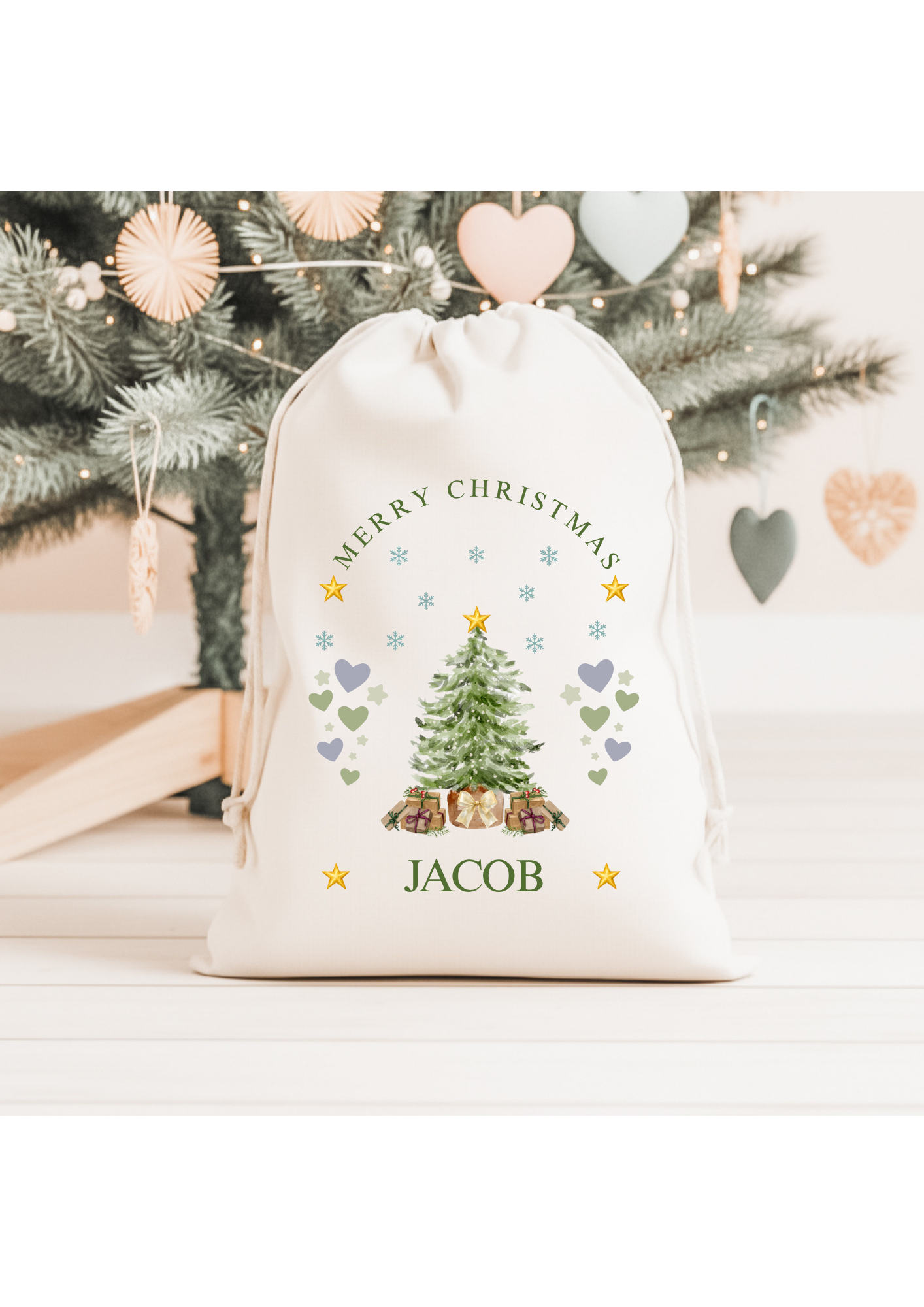 Personalised Linen Christmas Santa Sack For Boys and Girls
