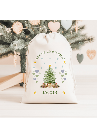 Personalised Linen Christmas Santa Sack For Boys and Girls