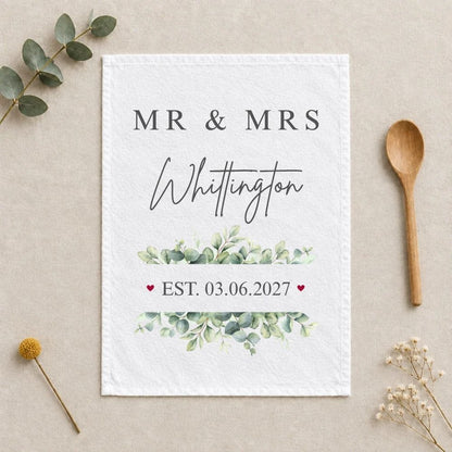 Personalised Mr Mrs Wedding Tea Towel Wedding Gift