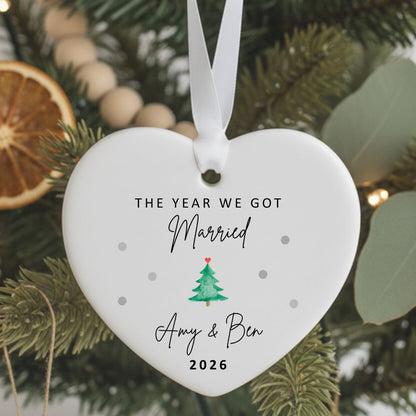 Personalised The Year We Got Married Ceramic Christmas Tree Ornament Gift