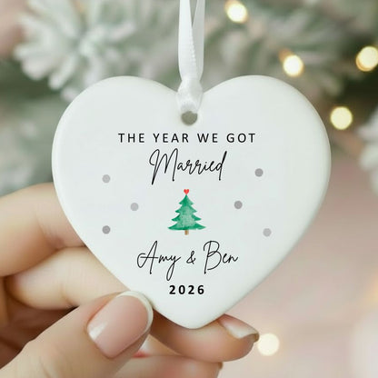 Personalised The Year We Got Married Ceramic Christmas Tree Ornament Gift