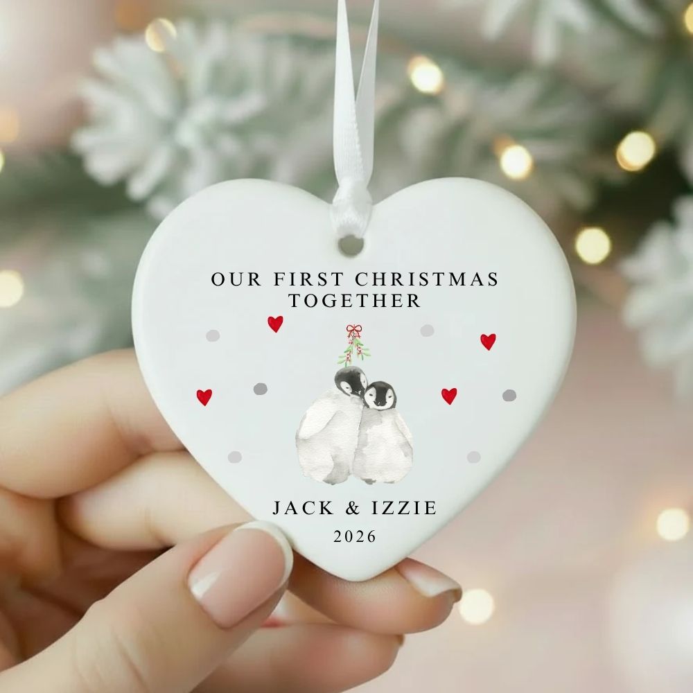 Personalised Our First Christmas Together Ceramic Christmas Bauble Gift