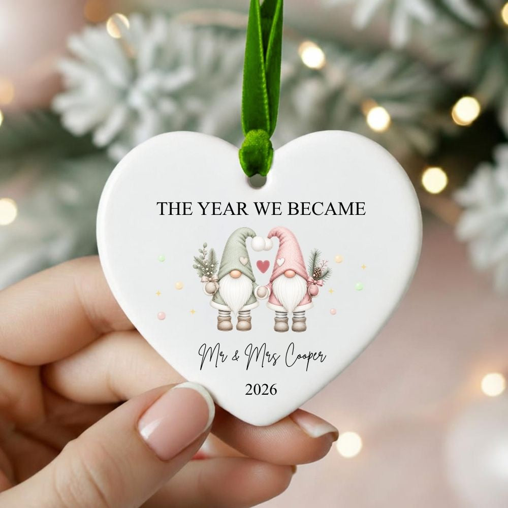 Personalised The Year We Became Mr & Mrs Gonk Christmas Bauble