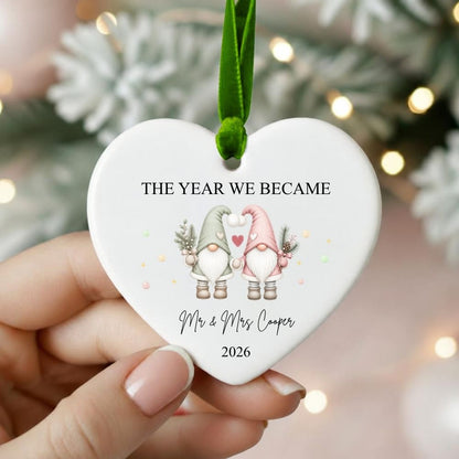 Personalised The Year We Became Mr & Mrs Gonk Christmas Bauble