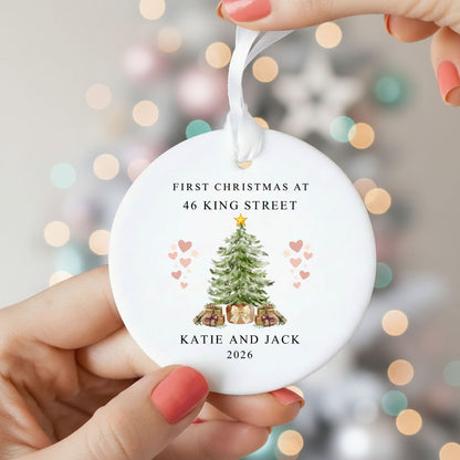 Personalised First Christmas In New Home Ceramic Christmas Bauble Gift