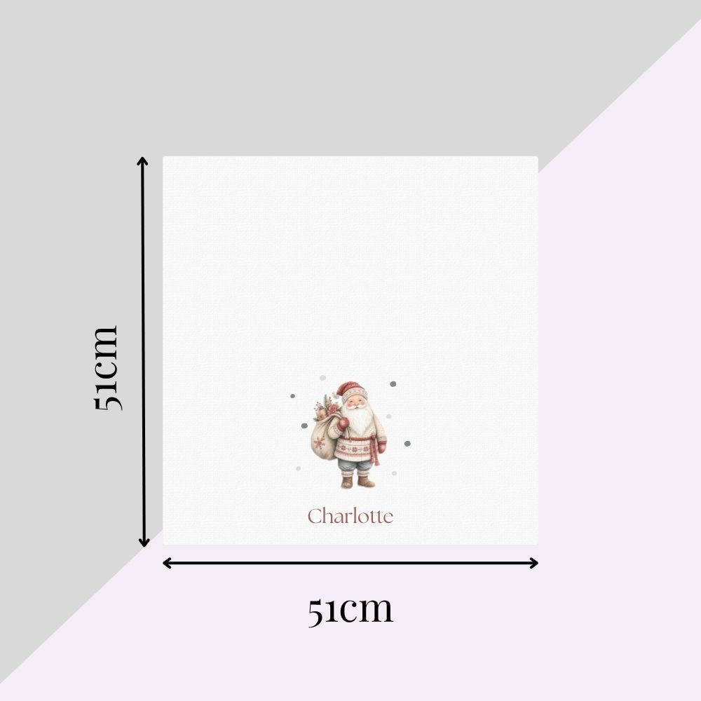 Personalised Scandi Santa Claus Fabric Napkin | Christmas Cloth Napkin