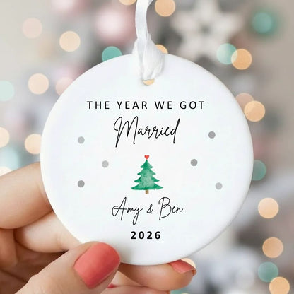 Personalised The Year We Got Married Ceramic Christmas Tree Ornament Gift