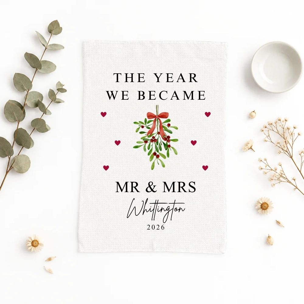 Personalised The Year We Became Mr & Mrs Tea Towel | Wedding Anniversary Gift