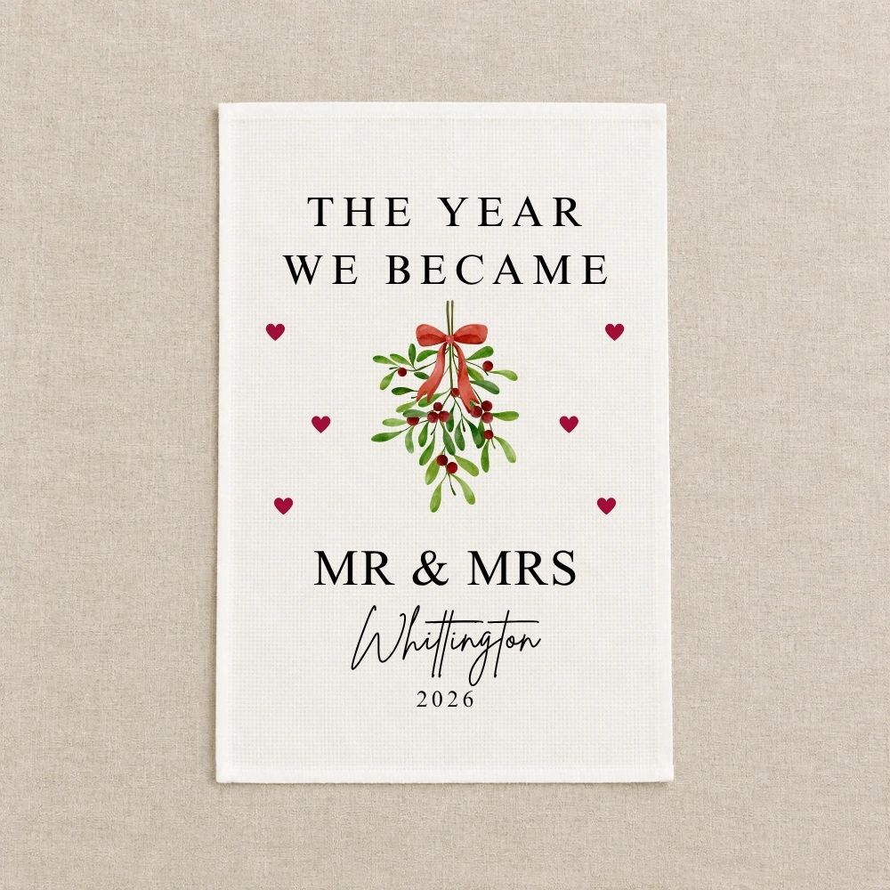 Personalised The Year We Became Mr & Mrs Tea Towel | Wedding Anniversary Gift