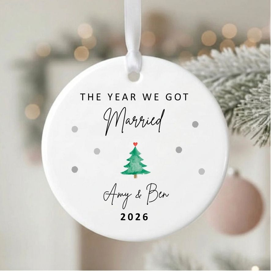 Personalised The Year We Got Married Ceramic Christmas Tree Ornament Gift