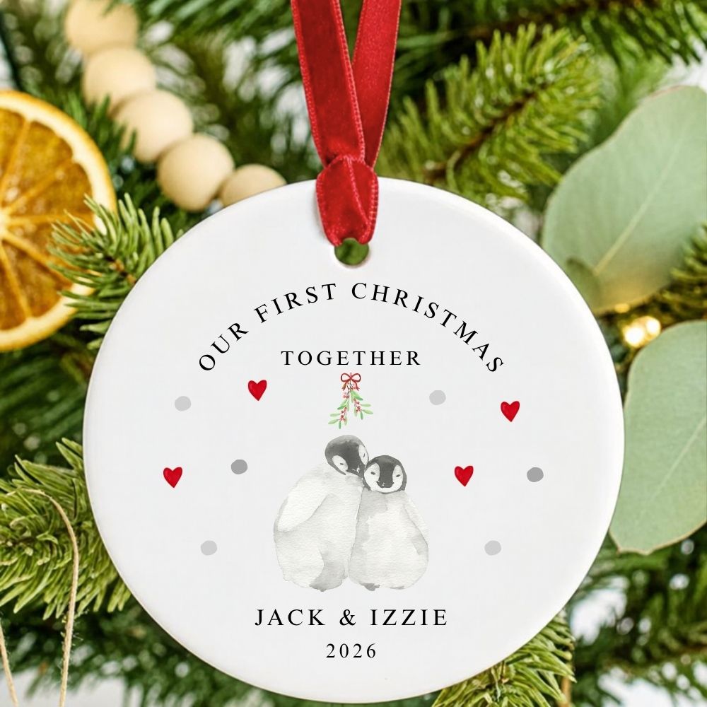 Personalised Our First Christmas Together Ceramic Christmas Bauble Gift