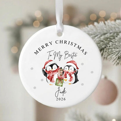 Personalised Merry Christmas Bestie Ceramic Ornament Gift