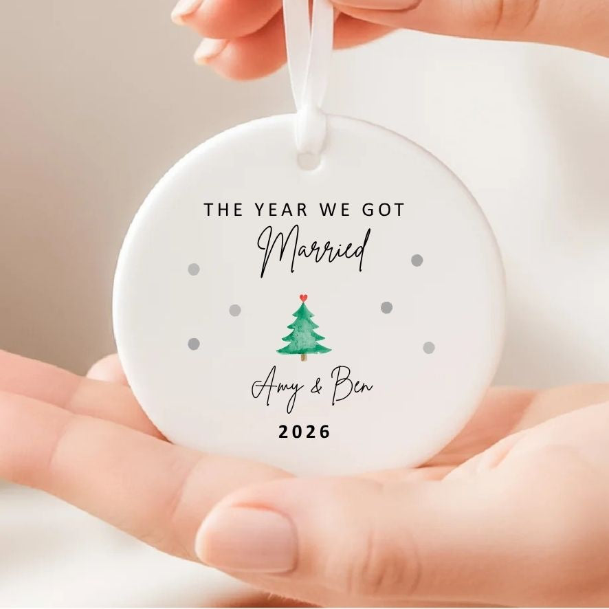Personalised The Year We Got Married Ceramic Christmas Tree Ornament Gift