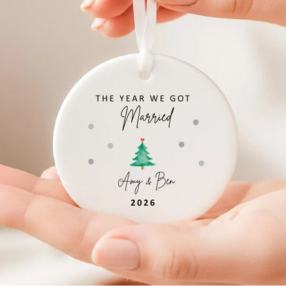 Personalised The Year We Got Married Ceramic Christmas Tree Ornament Gift