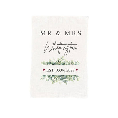 Personalised Mr Mrs Wedding Tea Towel Wedding Gift