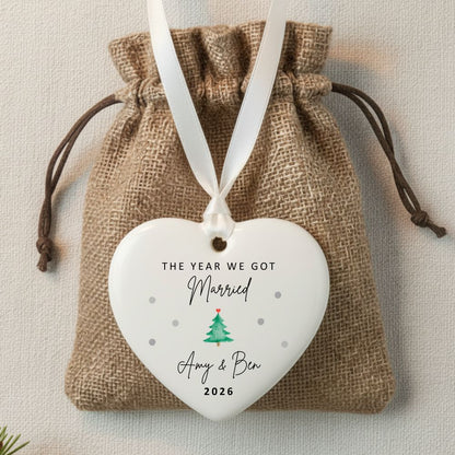 Personalised The Year We Got Married Ceramic Christmas Tree Ornament Gift