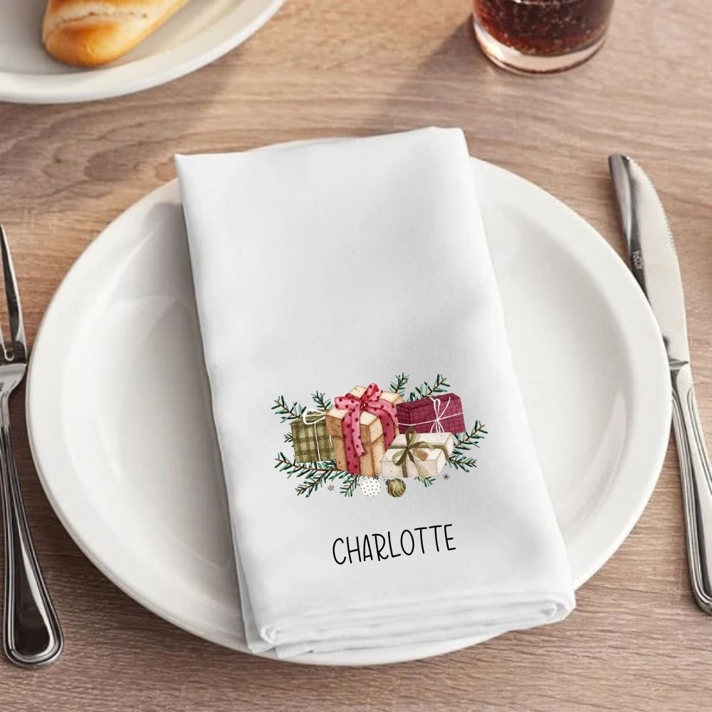 Personalised Christmas Presents Fabric Napkin | Christmas Cloth Napkin