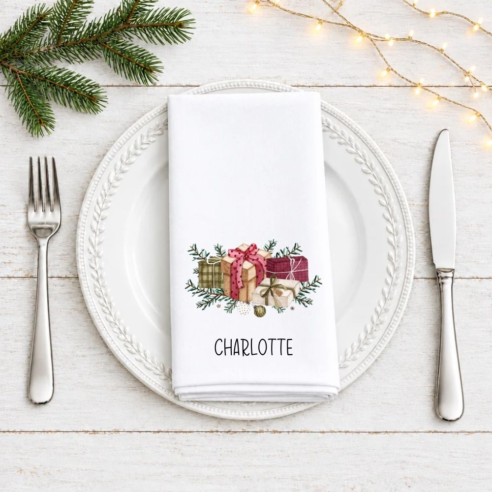 Personalised Christmas Presents Fabric Napkin | Christmas Cloth Napkin
