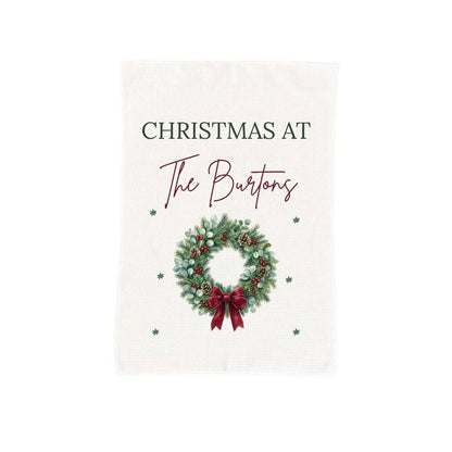 Personalised Christmas At The Custom Name Tea Towel Gift