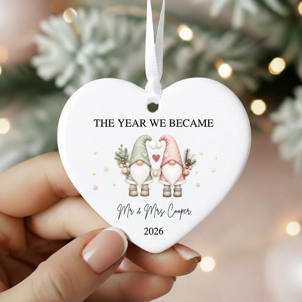 Personalised The Year We Became Mr & Mrs Gonk Christmas Bauble